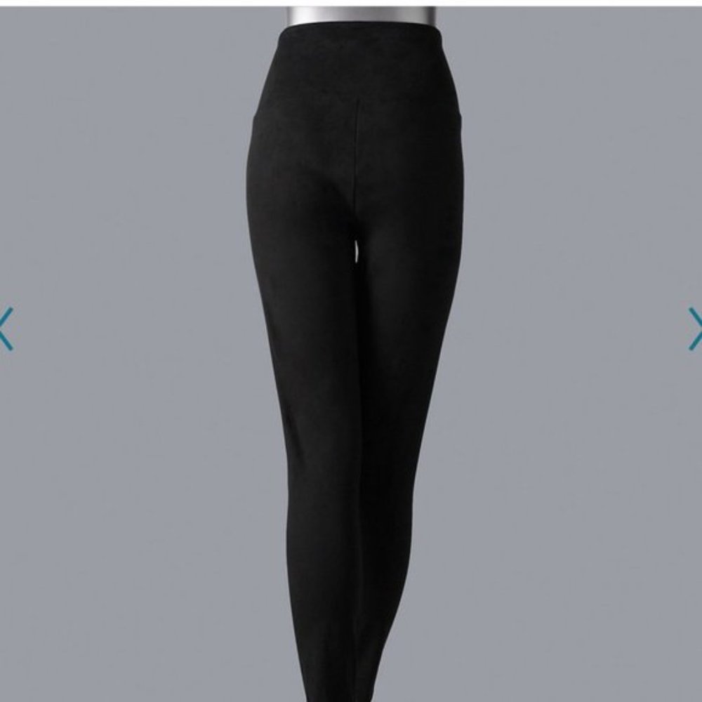 SOLD Simply Vera Wang Womens Black Faux Suede Leggings Sz M NWT - Picture 4 of 10